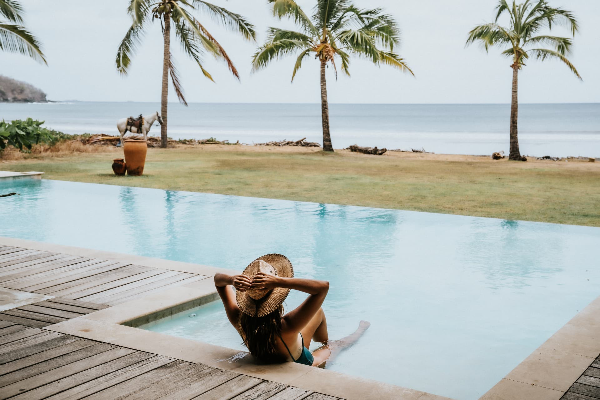 Villa Nomada — the pool, palms and the Pacific beyond, Playa Venao